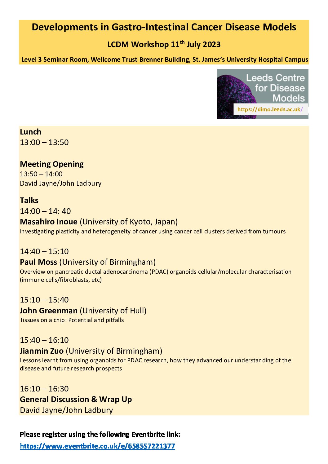 Workshop on Gastro-Intestinal Cancer Disease Models